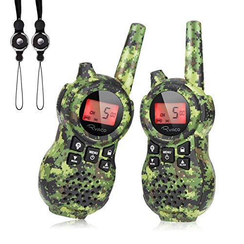 Ryaco 2X Walkie Talkies Set Kinder Funkgeräte 1-3KM Reichweite 8 Kanäle mit Hintergrundbeleuchteter LCD-Taschenlampe Walki Talki Kinder Spielzeug für Abenteuer im Freien, Camping, Wandern von Ryaco