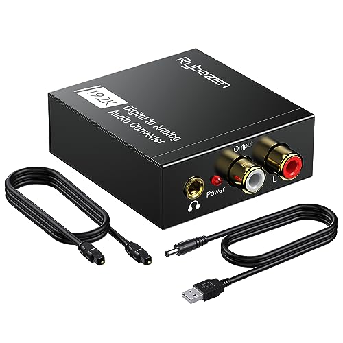 DAC Audio 192 kHz, Adapter SPDIF Klinke, optischer RCA-Konverter, digitaler Analog-Audio-Konverter, SPDIF Toslink auf Stereo-Cinch-Audio und 3,5-mm-Buchse für PS3, PS4, Xbox, HDTV, Blu-ray von Rybozen