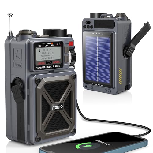 Tragbares DAB+ Radio mit Bluetooth 5.3, DAB/DAB+ und FM-Radio, 80 Voreinstellungen, 4000mAh DAB Radio Klein, Bluetooth/Micro SD/USB-Stick, weißes Rauschen, Schlafmodus, SOS-Alarm, Taschenlampe von Rychi