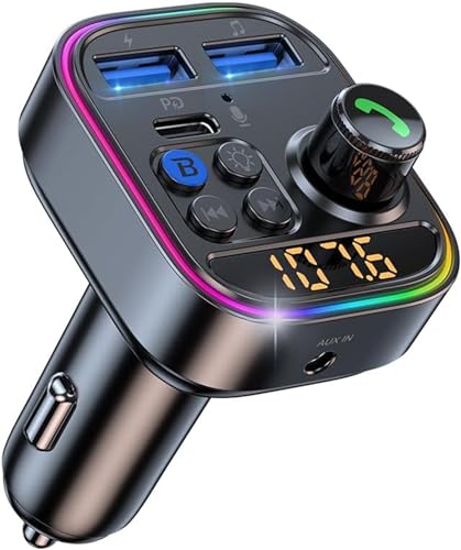 USB Auto C Ladegerät, Autoladegerät 30W Schnellladung mit USB 3.0 Voltmeter&LED Lichter Universelle Schnellladung für 12-24V Autostecker, Kompatibel mit iPhone 15 14 13 12, Galaxy von Rydkas