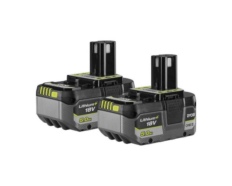 Ryobi 18 V ONE+ Doppelpack 2x 5,0Ah Akku Akku-Set (2 St), IntelliCell™ intelligente Akku-Technologie von Ryobi