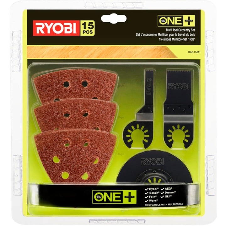 Schleif- und Sägeblatt-Set RAK15MT, 15-teilig, für Multitool, Sägeblatt-Satz von Ryobi