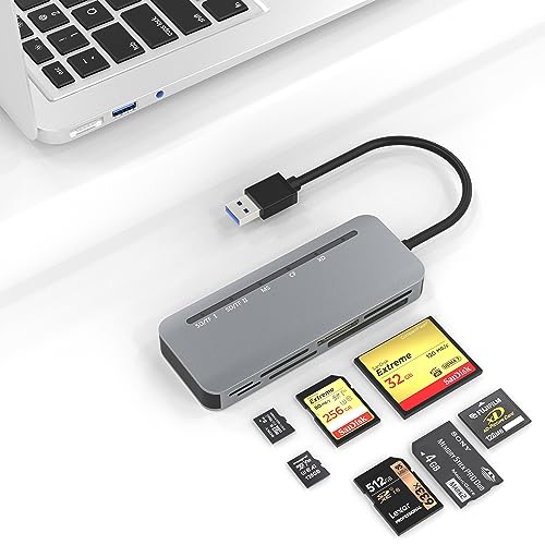 7-in-1 USB 3.0 Multi SD Kartenleser,Speicherkarten Lesegerät liest 5 Karten gleichzeitig,unterstützt 5 Gbit/s Speed,Memory Stick Pro Duo Adapter für SD/SDXC/SDHC/Micro SD/CF/XD/MS/MMC SD Lesegerät von Rytaki Pro