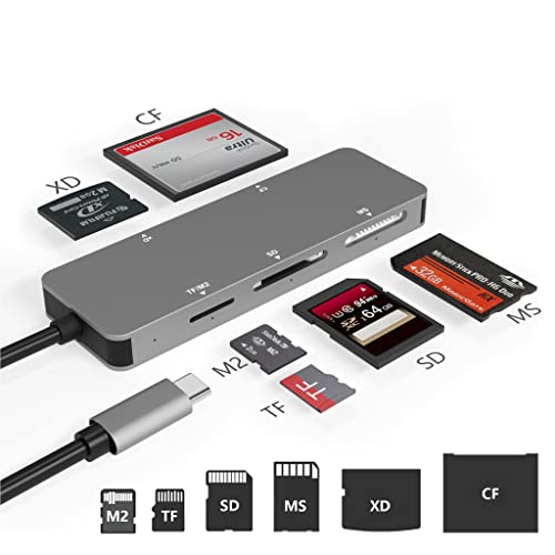 Card Reader USB C, USB C SD Kartenleser, Typ C 5Gps Micro SD Adapter Kartenleser-TF (Micro SD)/SD/MS/M2/XD/CF, All-in-One USB C Speicherkarten Lesegerät mit 5 Karten gleichzeitig von Rytaki Pro
