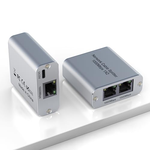 LAN Splitter 1 auf 2 High Speed 1000Mbps, Gigabit LAN Switch 2 Port [2 Geräte gleichzeitig vernetzen], LAN Verteiler Ethernet Splitter Internet Netzwerk Switch RJ45 Splitter für Cat5/5e/6/7/8 Kabel von Rytaki Pro