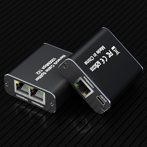 Lan Splitter 1 auf 2 High Speed,100/1000 Mbit/s RJ45 Ethernet Splitter mit USB Stromkabel für Cat 5/5e/6/7/8, Lan Verteiler Lan Switch 2port unterstützt zwei Geräte die gleichzeitig arbeiten von Rytaki Pro