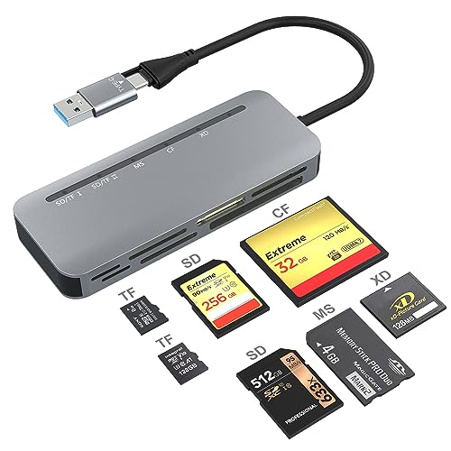 SD Kartenleser USB 3.0 & USB C Dual Stecker Kartenlesegerät - 7 in 2 Highspeed Micro SD Card Reader Multi Memory Karten Adapter für SDXC, SDHC, SD, MMC, RS-MMC, Micro SDXC, Micro SD, Micro SDHC von Rytaki Pro