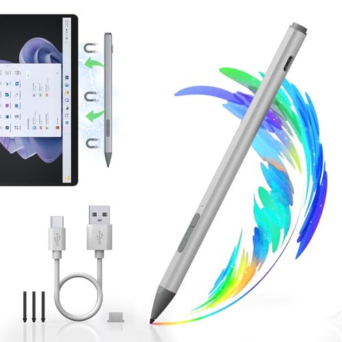 Surface Pen für Microsoft Surface Pro 11/10/9/X/8/7+/7/6/5/4/3,USB-C Schnellladung Surface Stift für Surface Go/Surface Book/Surface Laptop, 4096 Druckempfindlichkeit & Palm-Rejection Surface Pen für Microsoft Surface Pro 11/10/9/X/8/7+/7/6/5/4/3,USB-C Schnellladung Surface Stift für Surface Go/Surface Book/Surface Laptop, 4096 Druckempfindlichkeit & Palm-Rejection von Rytaki Pro