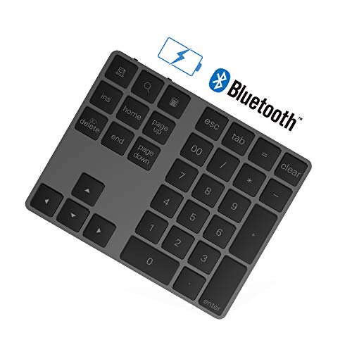 Bluetooth Ziffernblock, Rytaki 34-Tasten kabellos Bluetooth Numpad wiederaufladbar Tastatur Numerische Tastatur für Computer Laptop Tablet Phone Pad Kompatibel mit Windows Surface Pro von Rytaki