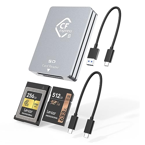 CFexpress SD Kartenleser USB C, 10Gbps CFexpress Typ B Kartenleser mit USB 3.2 Gen 2 Übertragungsgeschwindigkeit, Dual Slot SD und CFexpress kartenleser mit USB C zu USB C/USB A Kabel CFexpress SD Kartenleser USB C, 10Gbps CFexpress Typ B Kartenleser mit USB 3.2 Gen 2 Übertragungsgeschwindigkeit, Dual Slot SD und CFexpress kartenleser mit USB C zu USB C/USB A Kabel von Rytaki
