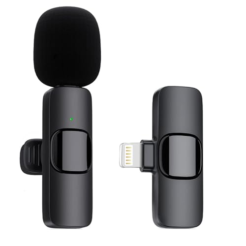 Ryzwoc K1 Lavalier Mikrofon Wireless für iPhone, 2,4GHz Wireless Mikrofon, Plug-Play Ansteckmikrofon Kabellos für Aufnahme,Live Streaming,YouTube,TikTok, Microphone für IOS (1 Sender) von Ryzwoc