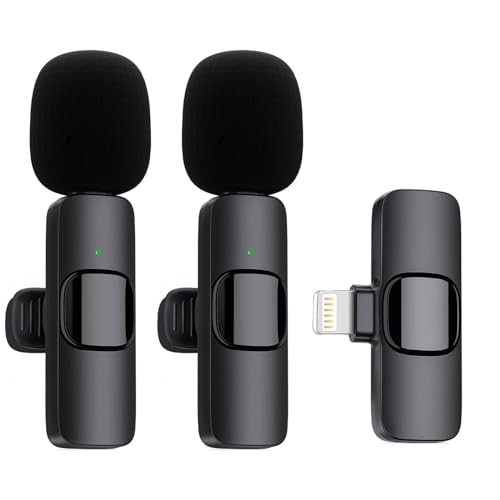 Ryzwoc K1 Lavalier Mikrofon Wireless für iPhone, 2,4GHz Wireless Mikrofon, Plug-Play Ansteckmikrofon Kabellos für Aufnahme,Live Streaming,YouTube,TikTok, Microphone für IOS (2 Sender) von Ryzwoc