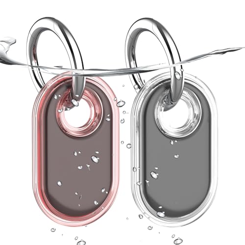 2 Pack Wasserdicht Kompatibel mit Samsung Galaxy SmartTag2 Halterung, TPU GPS Tracker Schutzhülle für Samsung Tag 2 mit Schlüsselanhänger, Anti-Scratch Smart Tag 2 Hülle (Rosa Weiß) von Rzttwl