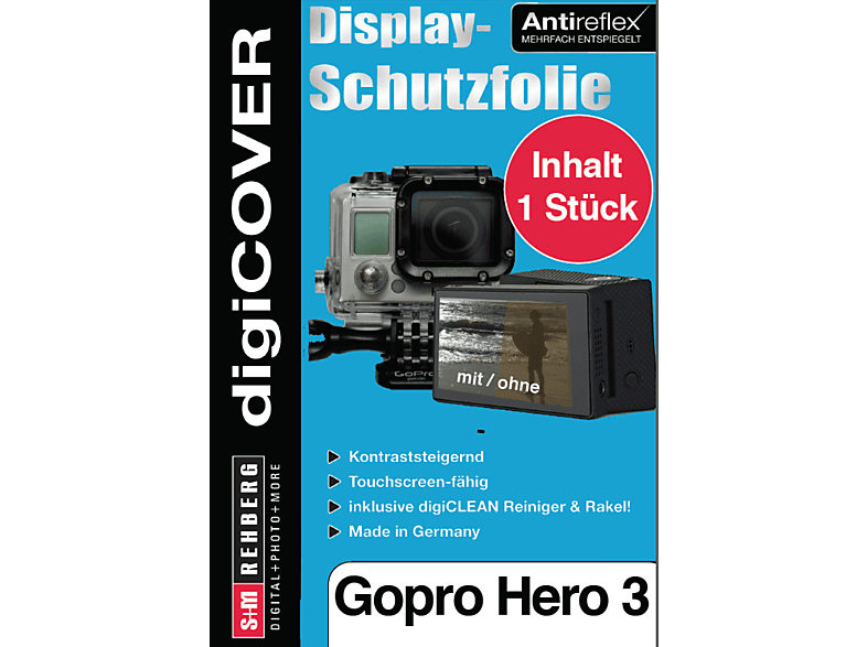 S+M digiCOVER für GoPro Hero3, 3+ Monitor, Monitorschutzfolie Antireflex, Transparent von S+M