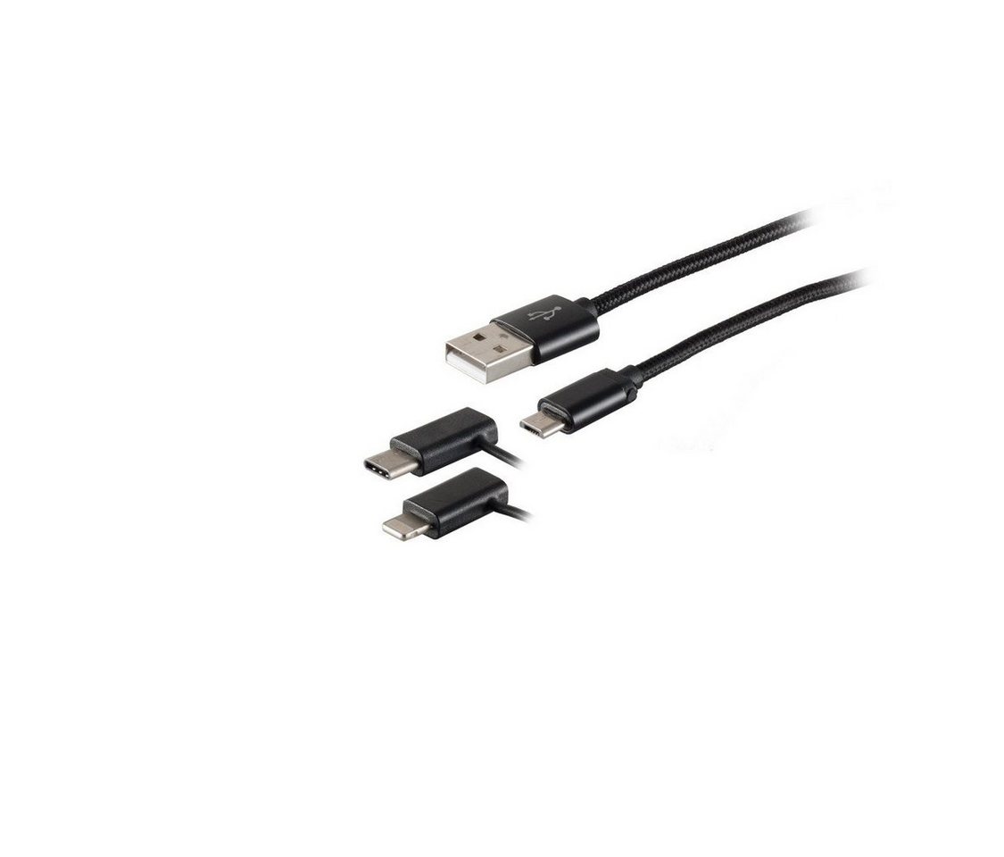 S/CONN maximum connectivity® 3in1 Ladekabel MicroB/ Typ C/ 8-pin Stecker 1m Smartphone-Kabel, (100 cm) von S/CONN maximum connectivity®