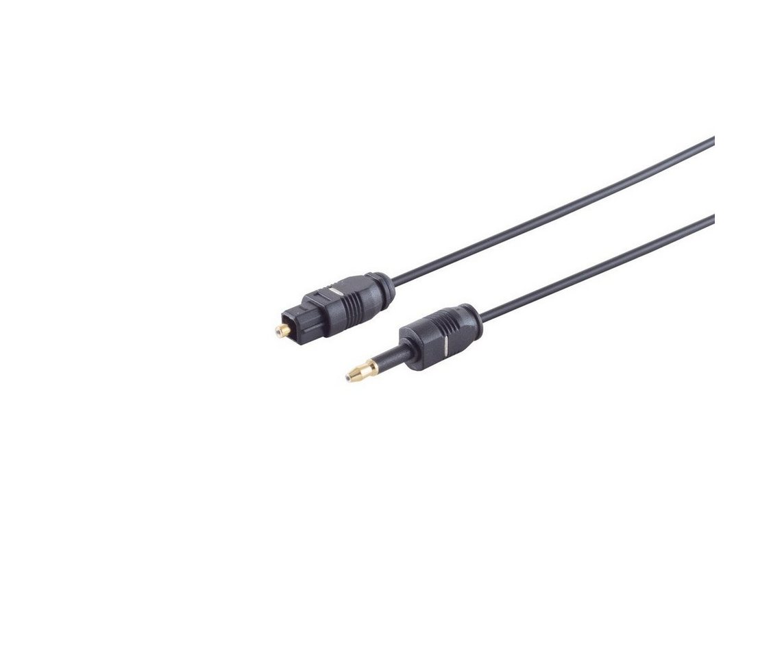 S/CONN maximum connectivity® Lichtwellenleiterkabel 2,2mm, Toslink-Stecker auf 3,5mm Opti-Stecker Audio-Kabel, (200 cm) von S/CONN maximum connectivity®