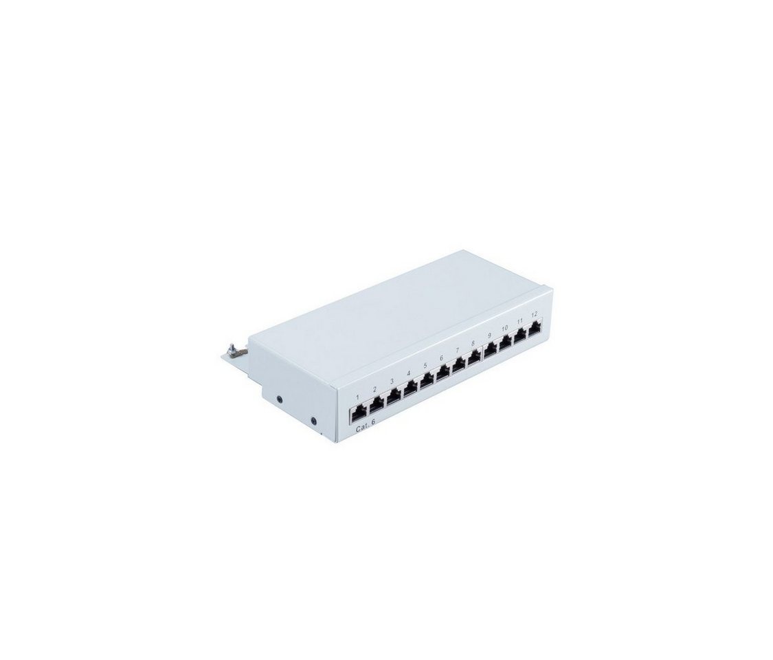 S/CONN maximum connectivity® Patchpanel Patchfeld Cat.6, 12-Port lichtgrau Netzwerk-Patch-Panel von S/CONN maximum connectivity®