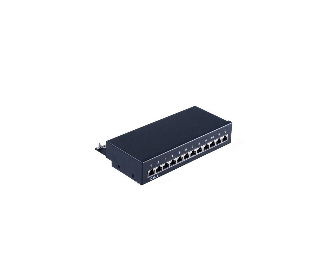 S/CONN maximum connectivity® Patchpanel Patchfeld Cat.6, 12-Port schwarz Netzwerk-Patch-Panel von S/CONN maximum connectivity®