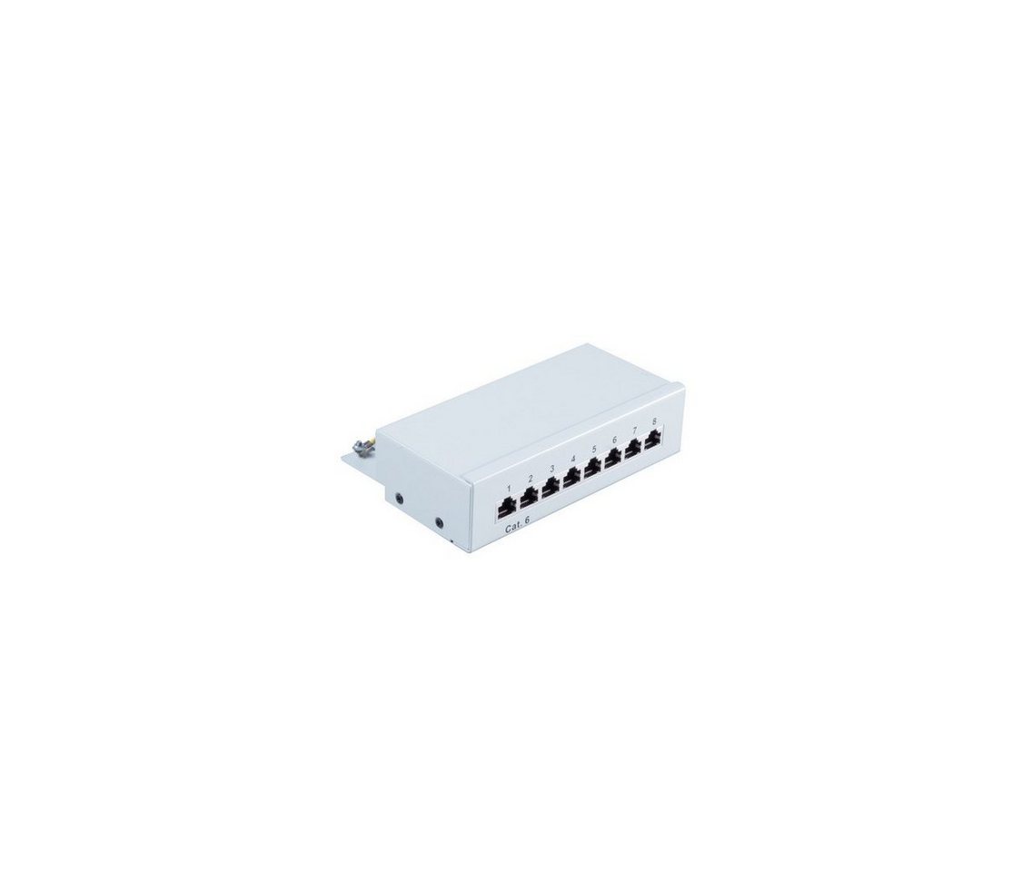 S/CONN maximum connectivity® Patchpanel Patchfeld Cat.6, 8-Port lichtgrau Netzwerk-Patch-Panel von S/CONN maximum connectivity®