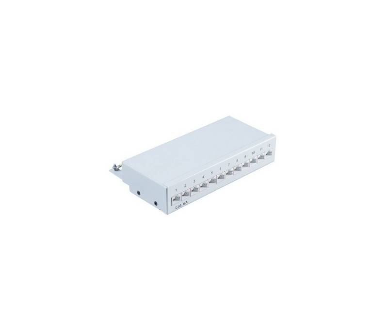 S/CONN maximum connectivity® Patchpanel Patchfeld Cat.6A, 12-Port lichtgrau Netzwerk-Patch-Panel von S/CONN maximum connectivity®