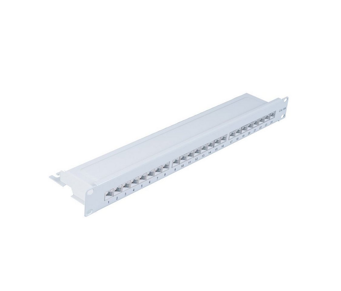 S/CONN maximum connectivity® Patchpanel Patchfeld Cat.6A, 24-Port lichtgrau Netzwerk-Patch-Panel von S/CONN maximum connectivity®