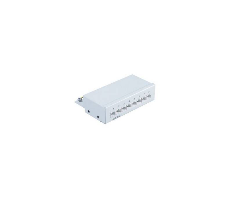 S/CONN maximum connectivity® Patchpanel Patchfeld Cat.6A, 8-Port lichtgrau Netzwerk-Patch-Panel von S/CONN maximum connectivity®