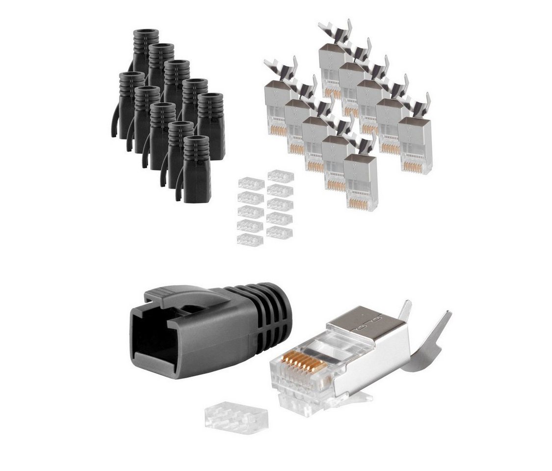 S/CONN maximum connectivity® Stecker SET für Verlegekabel bis AWG 23 schwarz VE 10 Netzwerk-Adapter von S/CONN maximum connectivity®