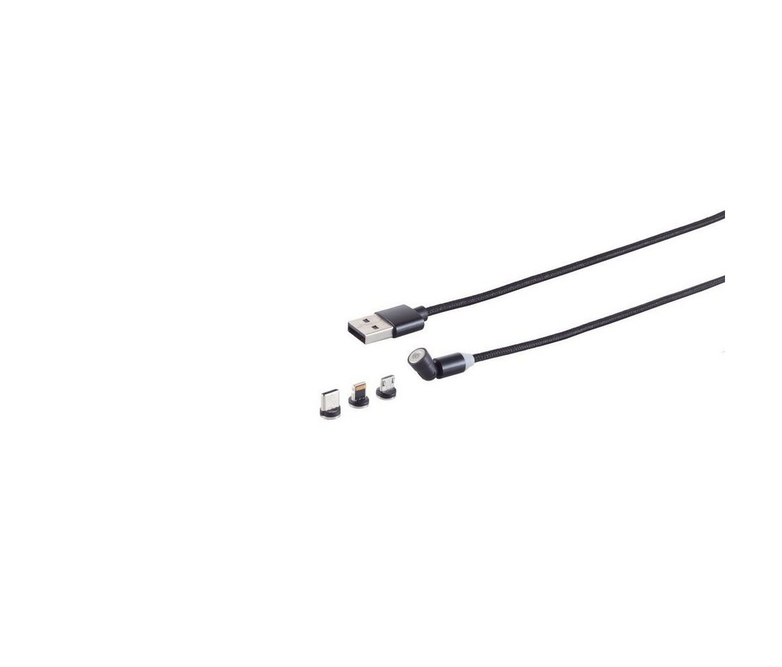 S/CONN maximum connectivity® USB-A Magnetladekabel, 3in1, 540°, schwarz, 1m Smartphone-Kabel, (100 cm) von S/CONN maximum connectivity®