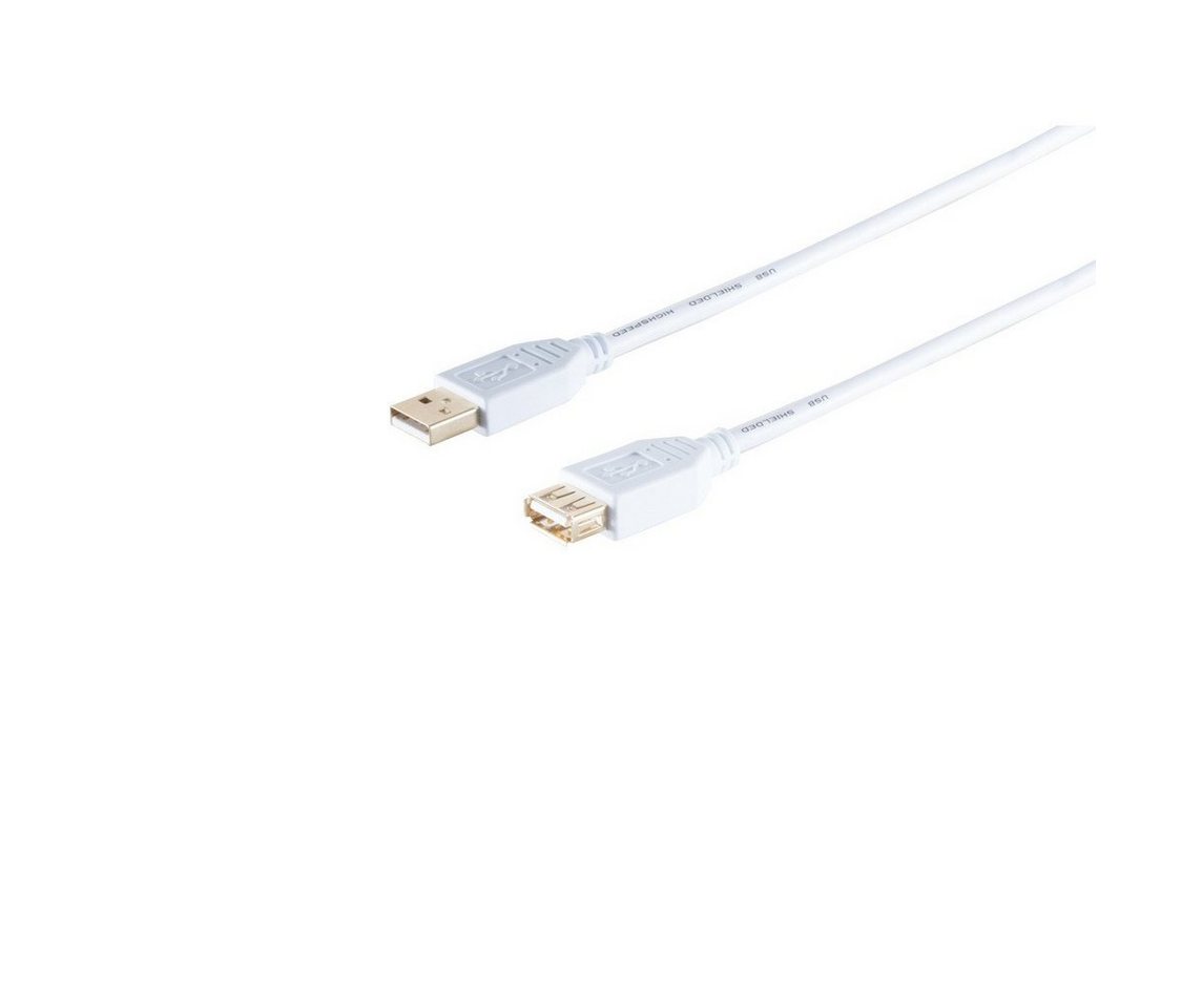 S/CONN maximum connectivity® USB High Speed 2.0 Verlängerung, A/A Buchse, USB 2.0, weiß, 3m USB-Kabel, (300 cm) von S/CONN maximum connectivity®