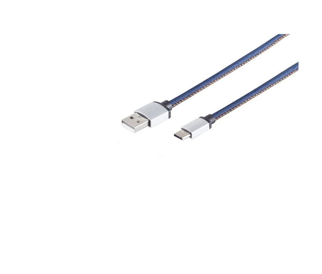 S/CONN maximum connectivity® USB-Ladekabel A Stecker auf USB Typ C, blau 1m Smartphone-Kabel, (100 cm) von S/CONN maximum connectivity®