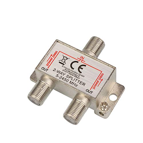 2-Fach SAT & BK-Verteiler Splitter F-Serie - 5-2400 MHz 85 dB - voll geschirmt - BK - UKW Radio - DC-Durchlass - Fernseh-Verteiler - Stamm-Verteiler von S/CONN maximum connectivity