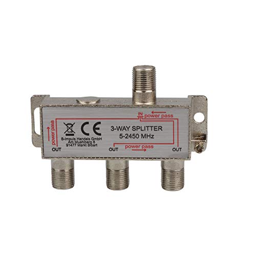 3-Fach SAT & BK-Verteiler Splitter F-Serie - 5-2400 MHz 85 dB - voll geschirmt - UKW Radio - DC-Durchlass - Fernseh-Verteiler - Stamm-Verteiler von S/CONN maximum connectivity