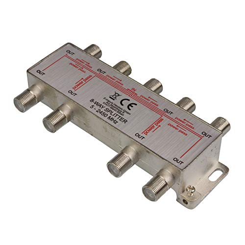 8-Fach SAT & BK-Verteiler Splitter F-Serie - 5-2400 MHz 85 dB - voll geschirmt - BK - UKW Radio - DC-Durchlass - Fernseh-Verteiler - Stamm-Verteiler von S/CONN maximum connectivity