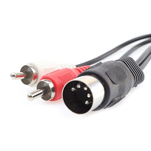 Diodenkabel DIN Kabel 5-Polig auf 2X Cinchstecker, Audiokabel, Midi-Kabel, DIN-Stecker/Diodenstecker zu 2X Cinch-Stecker, Dioden-Anschlusskabel, Verlängerung, AUX Kabel, schwarz 1,5m von S/CONN maximum connectivity