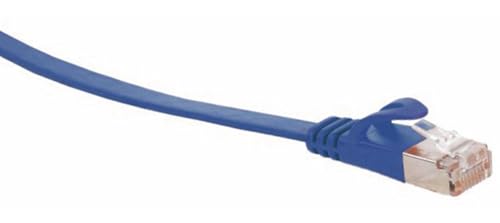 RJ45 Flachkabel m. CAT 7 Rohkabel slim blau 0,25m von S/CONN maximum connectivity