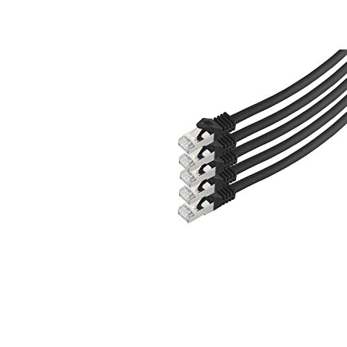 S-Conn RJ45 Patchkabel S/FTP,PIMF, Rohkabel CAT 7 Halogenfrei VE5, schwarz, 5,0m von S/CONN maximum connectivity