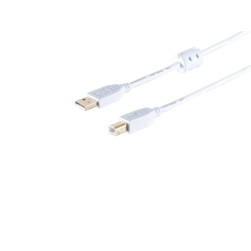 S/CONN maximum connectivity USB High Speed 2.0 Kabel mit Ferrit, A/B Stecker, USB 2.0, weiß, 3,0m S/CONN maximum connectivity USB High Speed 2.0 Kabel mit Ferrit, A/B Stecker, USB 2.0, weiß, 3,0m von S/CONN maximum connectivity