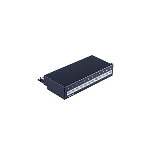 S-Conn Mini Patchpanel/Patchfeld Cat.6A, geschirmt 500 MHz, Desktop Gehäuse 12-Port Schwarz von S-Conn