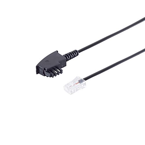 TAE-F-Stecker auf RJ 45 Stecker, A-4, B-5, 2,0 m 2m DSL Splitter- / NTBA-Kabel * TAE-F Stecker / Western Stecker mit versetzter Klinke schwarz von S-Conn