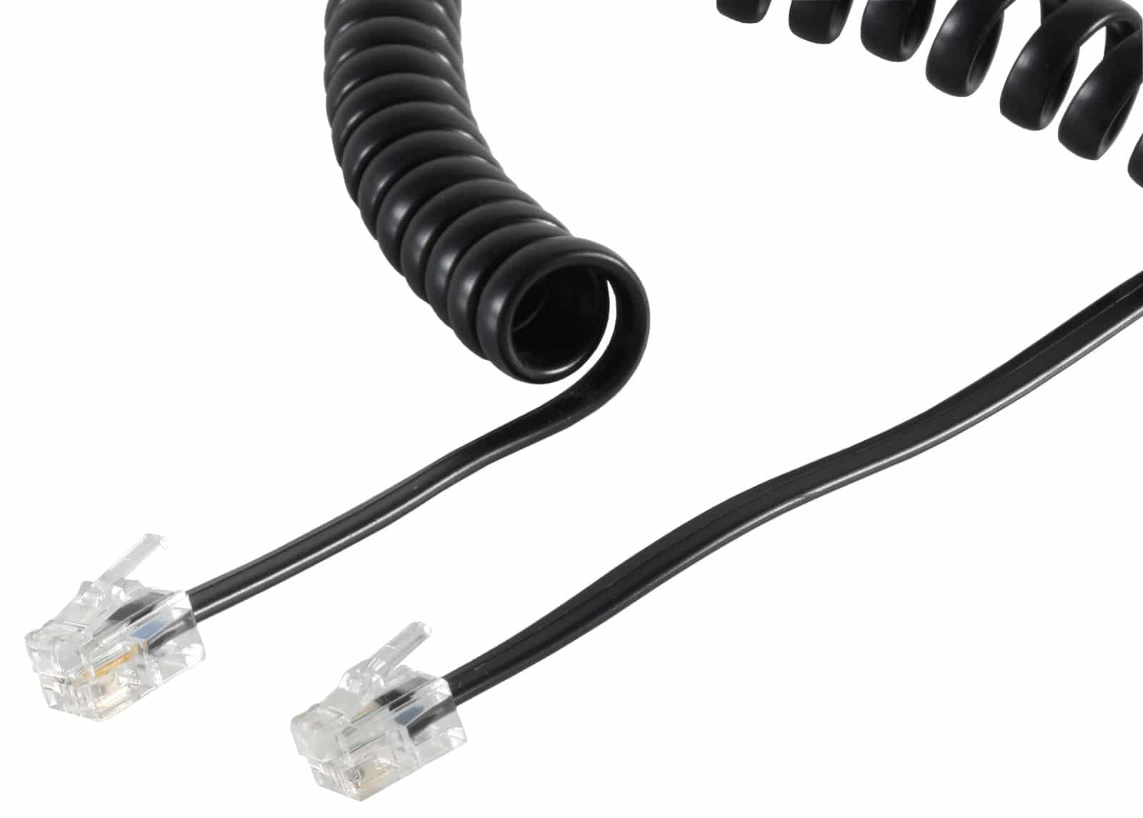 S-IMPULS Telefonhörer-Spiralkabel Western-Stecker 4/4 Spiral schwarz 7,5m von S-IMPULS