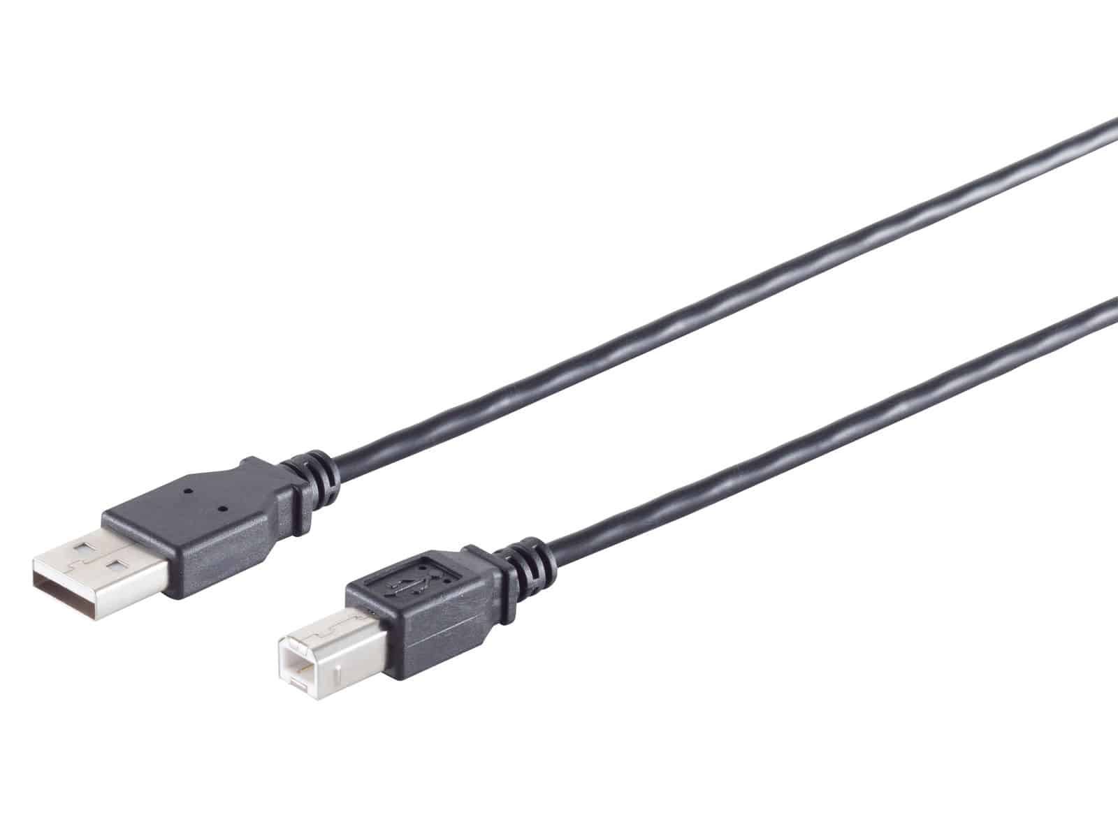 S-IMPULS USB-A Adapterkabel USB-B 2.0 schwarz 3m von S-IMPULS