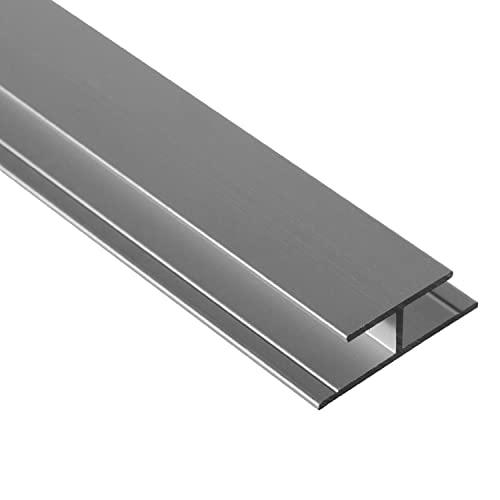 S-Polytec Aluminium H- Profil, Alu Verbindungsprofil, Übergangsprofil Aluprofil H für HPL Platten, Laminat, Vinyl, 6mm, eloxiert, verschiedene Längen und Größen (1, H- Profil 6mm (2 Meter)), Silber von S-Polytec