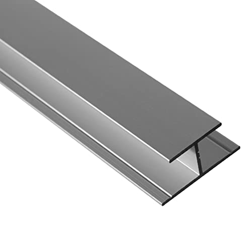 S-Polytec Aluminium H- Profil, Alu Verbindungsprofil, Übergangsprofil Aluprofil H für HPL Platten, Laminat, Vinyl, 8mm, eloxiert, verschiedene Längen und Größen (5, H- Profil 8mm (1 Meter)), Silber von S-Polytec