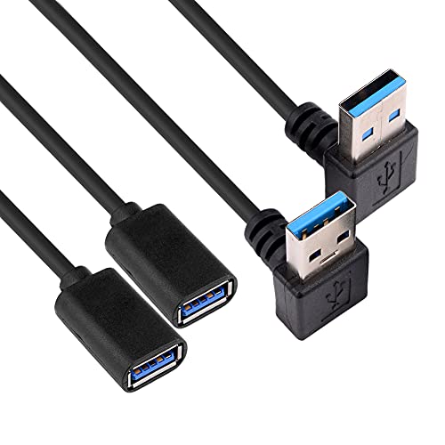 S SIENOC 100cm USB 3.0 Winkel Adapter - 90° Grad Winkeladapter - A-Stecker zu A-Buchse - kompatibel mit Allen USB Kabeln - optimale Kabelführung (up+down Winkel Kabel (A Stecker zu A Buchse) von S SIENOC