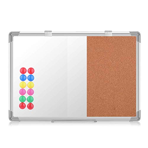 S SIENOC 100x50cm Kombinations notizbrett Whiteboard Magnetwand mit Alurahmen Magnetisch Whiteboard und Magnettafel Pinnwand Weiß lackier von S SIENOC