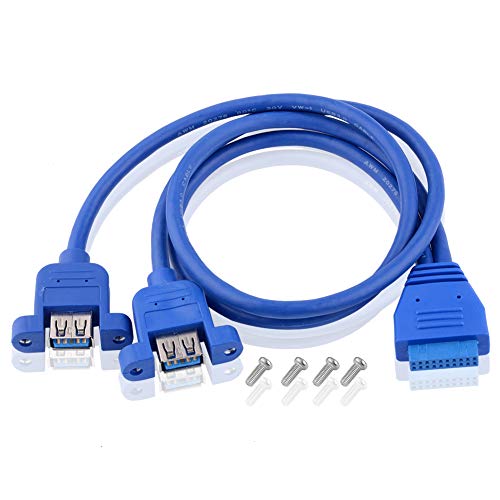 S SIENOC 20-poliger Motherboard-Header-Adapter für 2-Port-USB 3.0-Buchsenadapter-Wandler (20pin zu USB 3.0, Blau) von S SIENOC