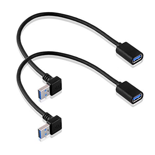 S SIENOC 30cm USB 3.0 Winkel Adapter - 90° Grad Winkeladapter - A-Stecker zu A-Buchse - kompatibel mit Allen USB Kabeln - optimale Kabelführung (2 Stück down Winkel Kabel (A Stecker zu A Buchse)) von S SIENOC