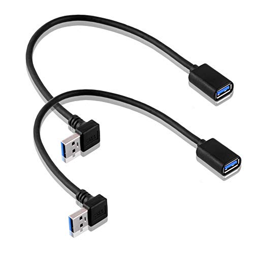 S SIENOC 30cm USB 3.0 Winkel Adapter - 90° Grad Winkeladapter - A-Stecker zu A-Buchse - kompatibel mit Allen USB Kabeln - optimale Kabelführung (2 Stück up Winkel Kabel (A Stecker zu A Buchse)) von S SIENOC