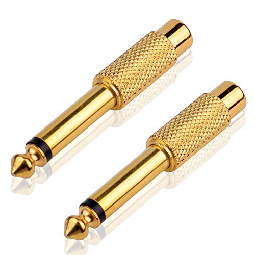 S SIENOC 6,3 mm (1/4') bis 3,5mm (1/8') kopfhörer Audio Golden Gold Plug Plated Adapter (2 Stück) von S SIENOC