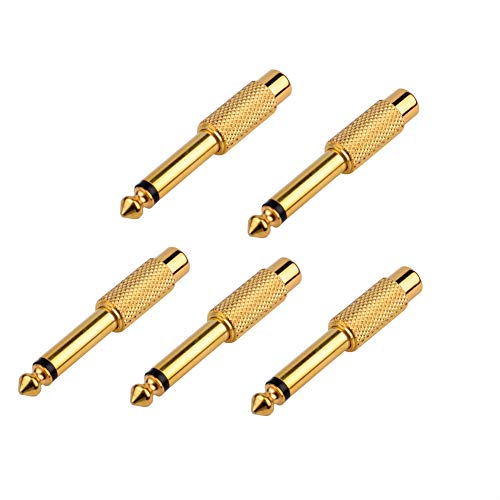 S SIENOC 6,3 mm (1/4') bis 3,5mm (1/8') kopfhörer Audio Golden Gold Plug Plated Adapter (5 Stück) von S SIENOC